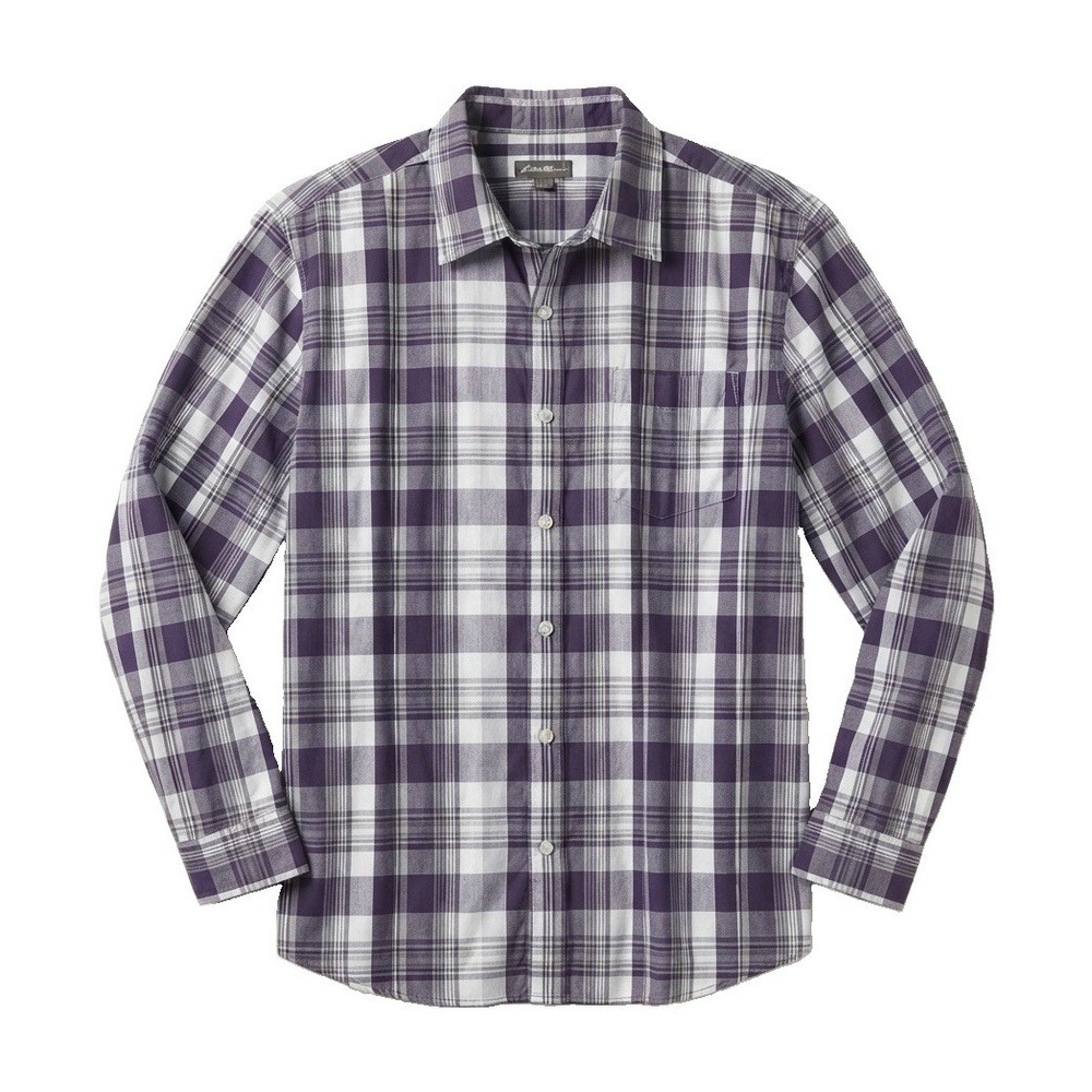 Eddie Bauer Mens Size 2XL Button Down Long Sleeve Purple Plaid Shirt Classic Fit